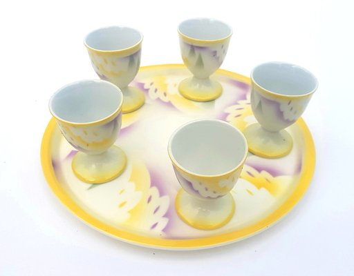 Art Deco Egg Serving Set with 5 Cups, Set of 6-QDP-1798283