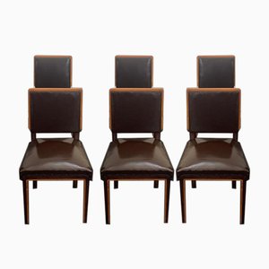 Art Deco Elm, Maple & Leatherette Dining Chairs, 1940s, Set of 6-IJR-842587