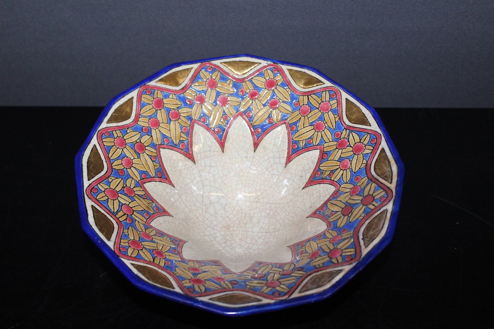 Art Deco Enamel Bowl from Longwy