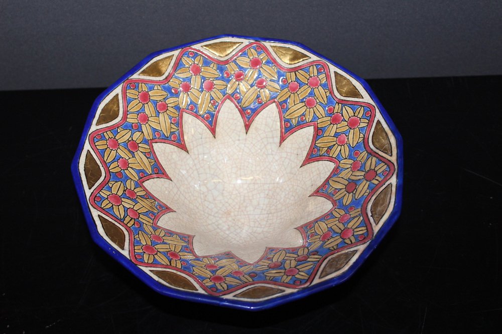 Art Deco Enamel Bowl from Longwy