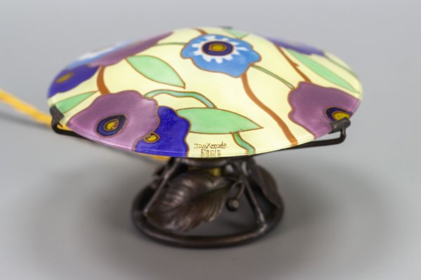 Art Deco Enameled Glass Table Lamp by Maxonade Verrier Dart, Paris-KEG-999534