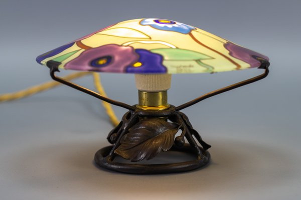 Art Deco Enameled Glass Table Lamp by Maxonade Verrier Dart, Paris-KEG-999534