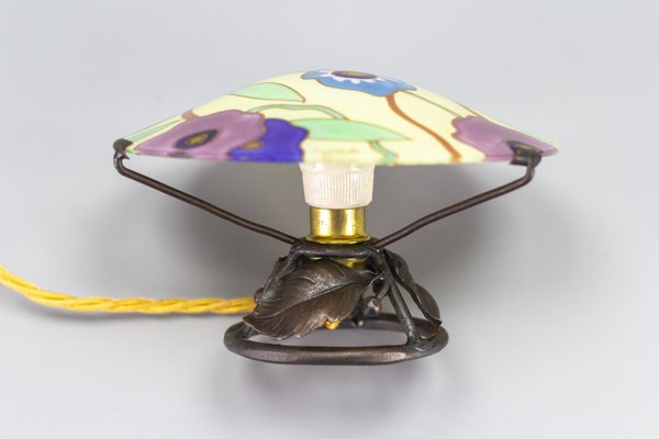 Art Deco Enameled Glass Table Lamp by Maxonade Verrier Dart, Paris-KEG-999534