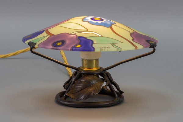 Art Deco Enameled Glass Table Lamp by Maxonade Verrier Dart, Paris-KEG-999534