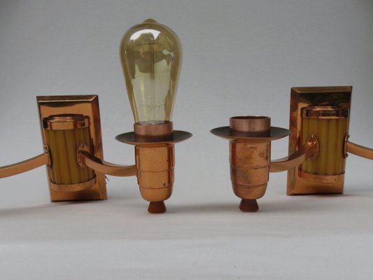 Art Deco English Catalin Butterscotch Colored Sconces, Set of 2-EY-623962