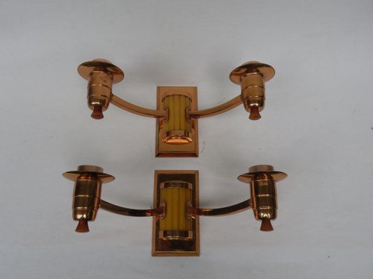 Art Deco English Catalin Butterscotch Colored Sconces, Set of 2-EY-623962