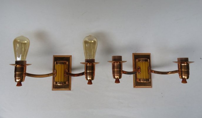 Art Deco English Catalin Butterscotch Colored Sconces, Set of 2-EY-623962