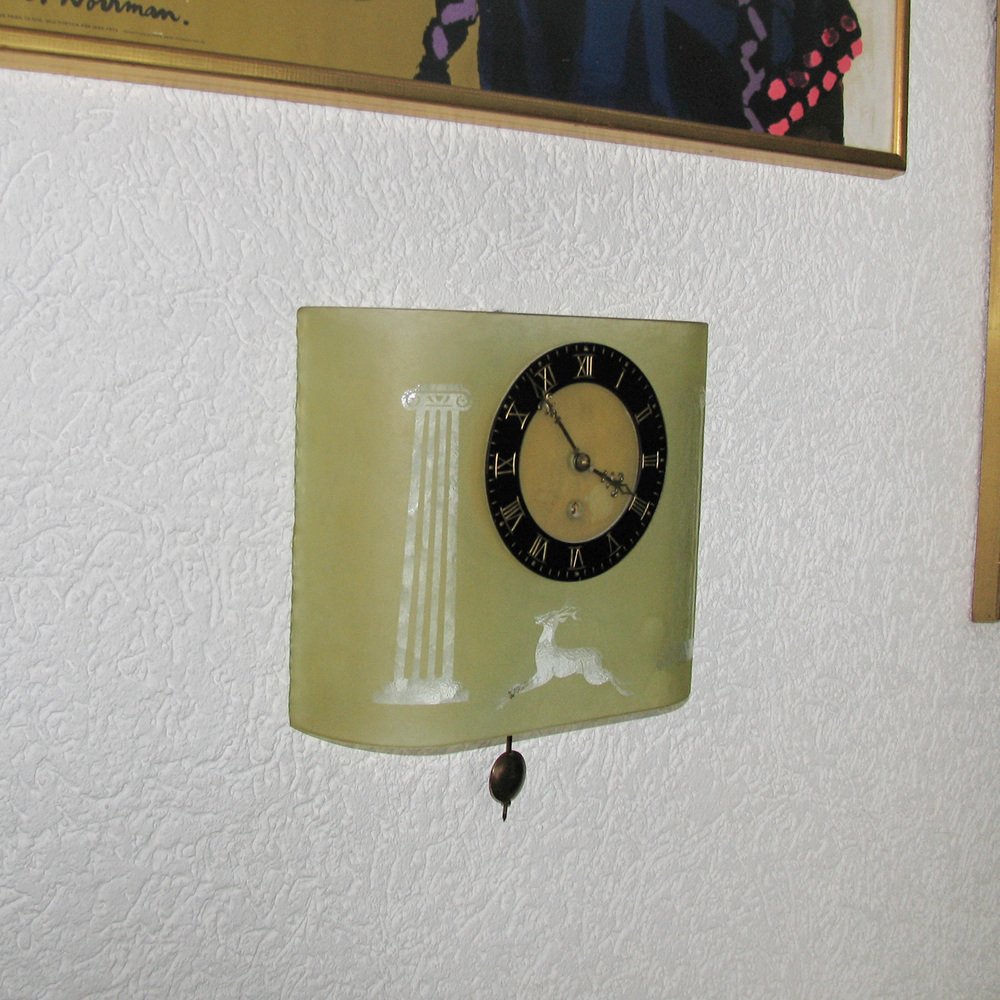 Art Deco Etched Glass Pendulum Clock by Glösner, 1930s