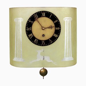 Art Deco Etched Glass Pendulum Clock by Glösner, 1930s-YGE-1353060