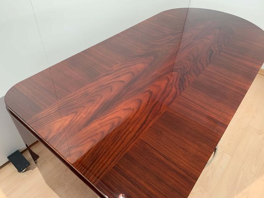 Art Deco Executive Desk and Leather Swivel Chair, Rosewood Veneer, France, 1930s, Set of 2-NNB-1083343