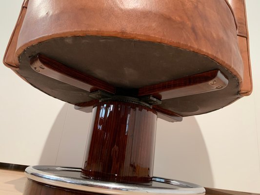 Art Deco Executive Desk and Leather Swivel Chair, Rosewood Veneer, France, 1930s, Set of 2-NNB-1083343