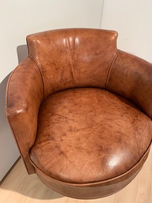 Art Deco Executive Desk and Leather Swivel Chair, Rosewood Veneer, France, 1930s, Set of 2-NNB-1083343