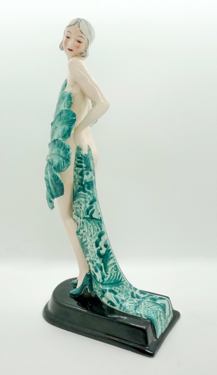 Art Deco Fan Lady Figurine by Stephan Dakon, 1930