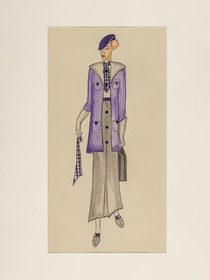 Art Deco Fashion Drawings III, 1920s, Gouache on Paper, Framed, Set of 3-GPP-1079989