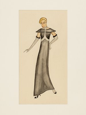 Art Deco Fashion Drawings IV, 1920s, Gouache on Paper, Framed, Set of 3-GPP-1080000