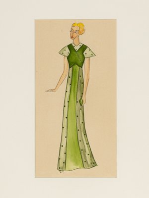 Art Deco Fashion Drawings IV, 1920s, Gouache on Paper, Framed, Set of 3-GPP-1080000