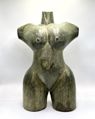 Art Deco Female Torso Sculpture, 1920s, Carved Wood-ZCY-1746165