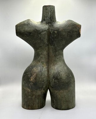 Art Deco Female Torso Sculpture, 1920s, Carved Wood-ZCY-1746165