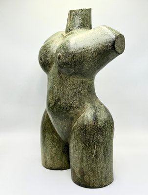 Art Deco Female Torso Sculpture, 1920s, Carved Wood-ZCY-1746165