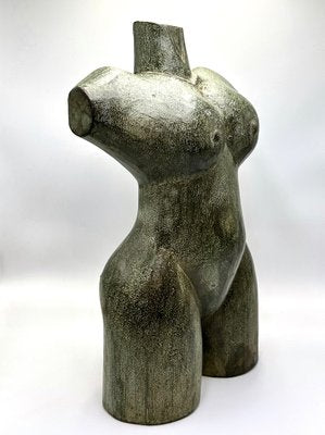 Art Deco Female Torso Sculpture, 1920s, Carved Wood-ZCY-1746165