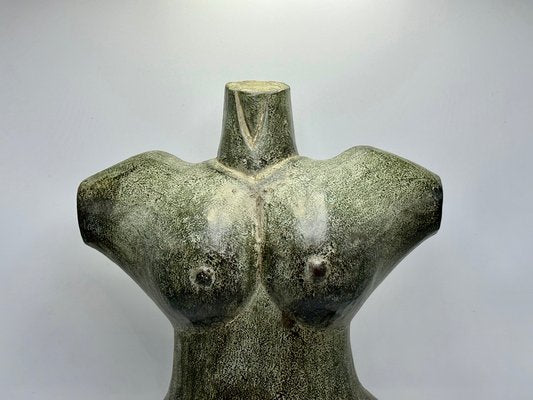 Art Deco Female Torso Sculpture, 1920s, Carved Wood-ZCY-1746165