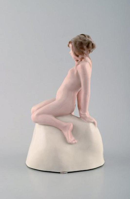 Art Deco Figure in Porcelain Young Nude Woman by Vicken Von Post for Rörstrand, 1920s