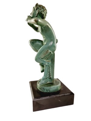 Art Deco Figurine of a Faun Playing the Flute by Max Le Verrier, 1930s-SAK-1814487