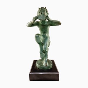 Art Deco Figurine of a Faun Playing the Flute by Max Le Verrier, 1930s-SAK-1814487