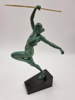 Art Deco Figurine of Amazon Woman Hunting by Fayral for Max Le Verrier, France, 1920s-SAK-1797321