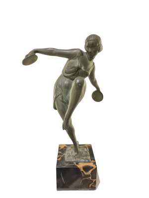 Art Deco Figurine of Dancing Woman with Cymbals by Fayral for Verrier, 1920s-SAK-1814449