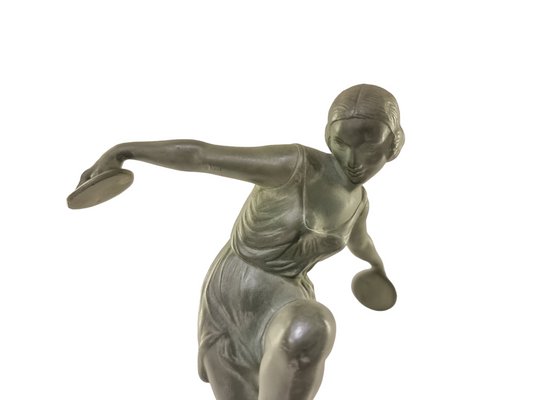 Art Deco Figurine of Dancing Woman with Cymbals by Fayral for Verrier, 1920s-SAK-1814449