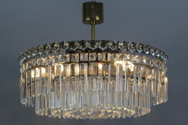 Art Deco Five-Tiered Three-Light Crystal Glass and Brass Chandelier-KEG-1093005