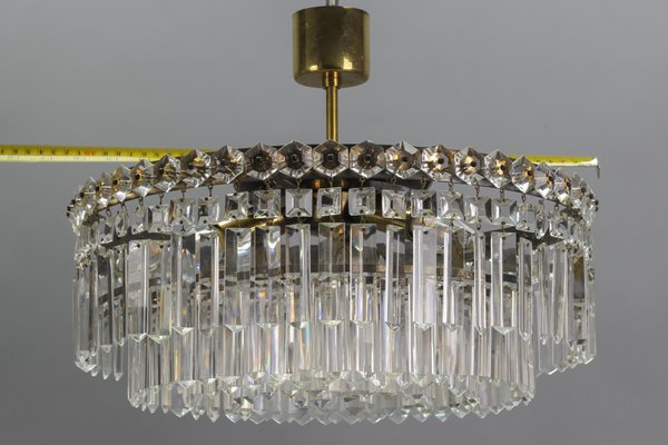 Art Deco Five-Tiered Three-Light Crystal Glass and Brass Chandelier-KEG-1093005