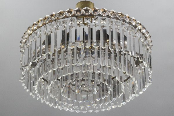 Art Deco Five-Tiered Three-Light Crystal Glass and Brass Chandelier-KEG-1093005