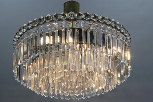 Art Deco Five-Tiered Three-Light Crystal Glass and Brass Chandelier-KEG-1093005