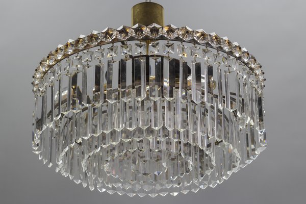 Art Deco Five-Tiered Three-Light Crystal Glass and Brass Chandelier-KEG-1093005