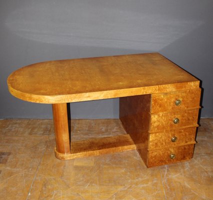 Art Deco Flat Desk in Norwegian Birch, 1930s-BCR-1389583