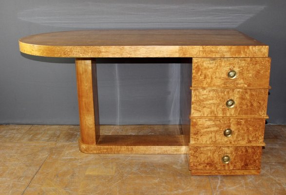 Art Deco Flat Desk in Norwegian Birch, 1930s-BCR-1389583