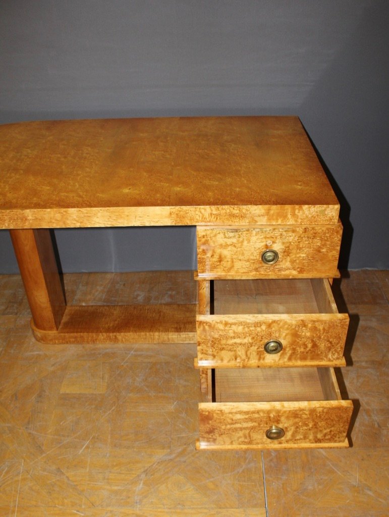 Art Deco Flat Desk in Norwegian Birch, 1930s