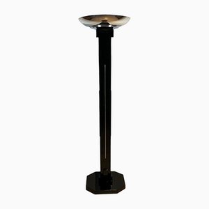 Art Deco Floor Lamp, Black Lacquer and Chrome, France circa 1930-NNB-1137487