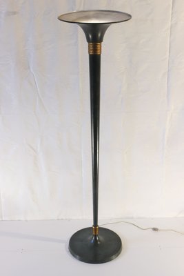 Art Deco Floor Lamp in Patinated Massive Brass, 1930s-WEQ-1138547