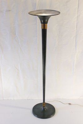 Art Deco Floor Lamp in Patinated Massive Brass, 1930s-WEQ-1138547