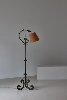 Art Deco Floor Lamp in Wrought Iron, 1930s-WRF-1808264