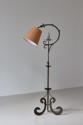 Art Deco Floor Lamp in Wrought Iron, 1930s-WRF-1808264