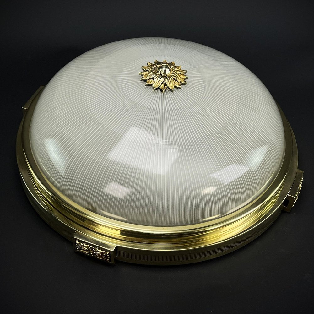 Art Deco Flush Mount in Bronze attributed to Holophane, 1930s