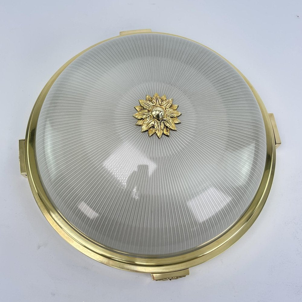 Art Deco Flush Mount in Bronze attributed to Holophane, 1930s