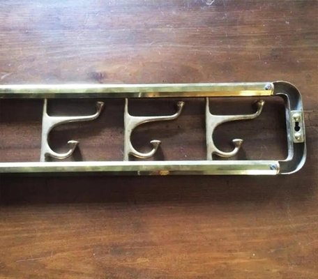 Art Deco Folding Rack with Four Bronze Hooks, 1930s-ODB-1811083