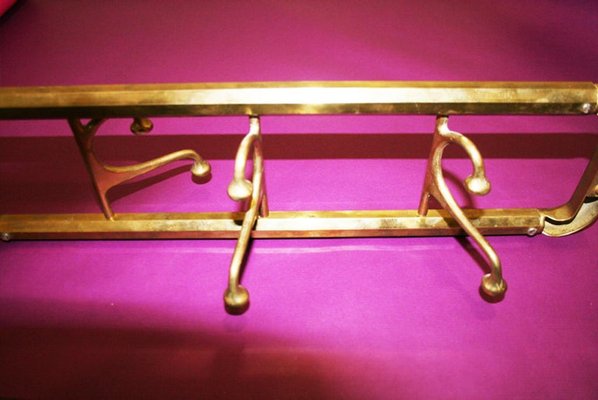 Art Deco Folding Rack with Four Bronze Hooks, 1930s-ODB-1811083