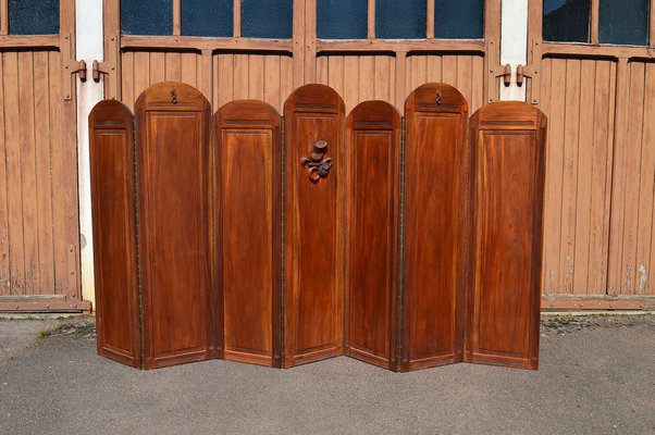 Art Deco Folding Screen with 7 Sculpted Panels, 1940s-XNH-1021644