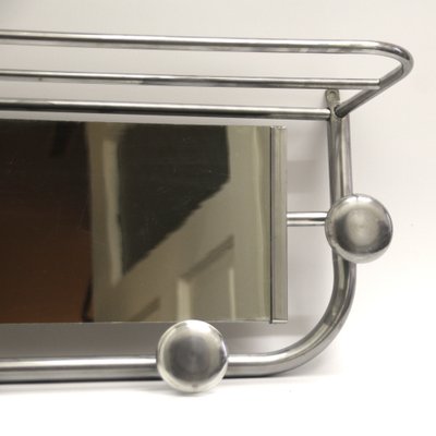 Art Deco French Aluminum Coat Rack with Mirror, 1940s-SY-1773672